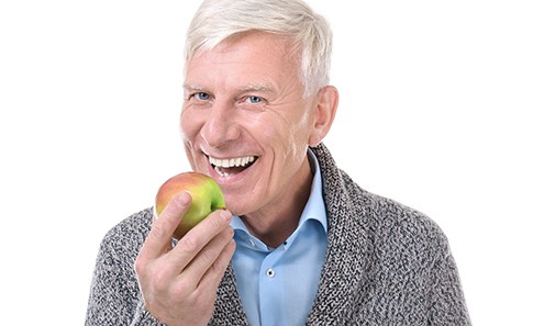 A man eating an apple