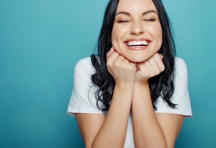 Lady shows pretty smile